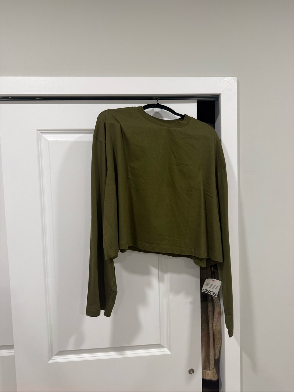 ASOS Olive Green Long Sleeve Cropped Tee